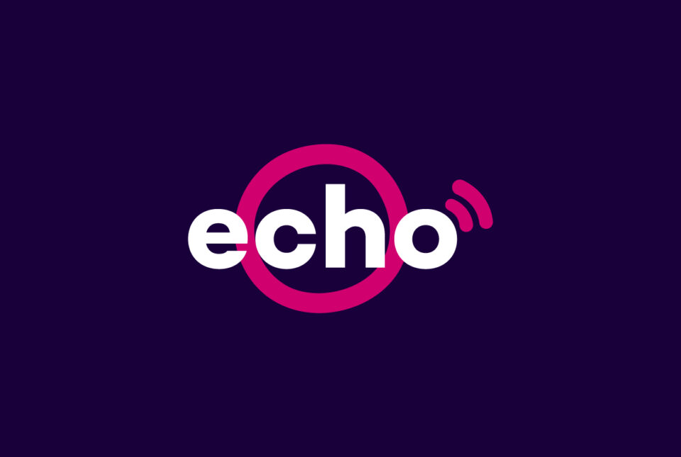 Echo logo on a purple background