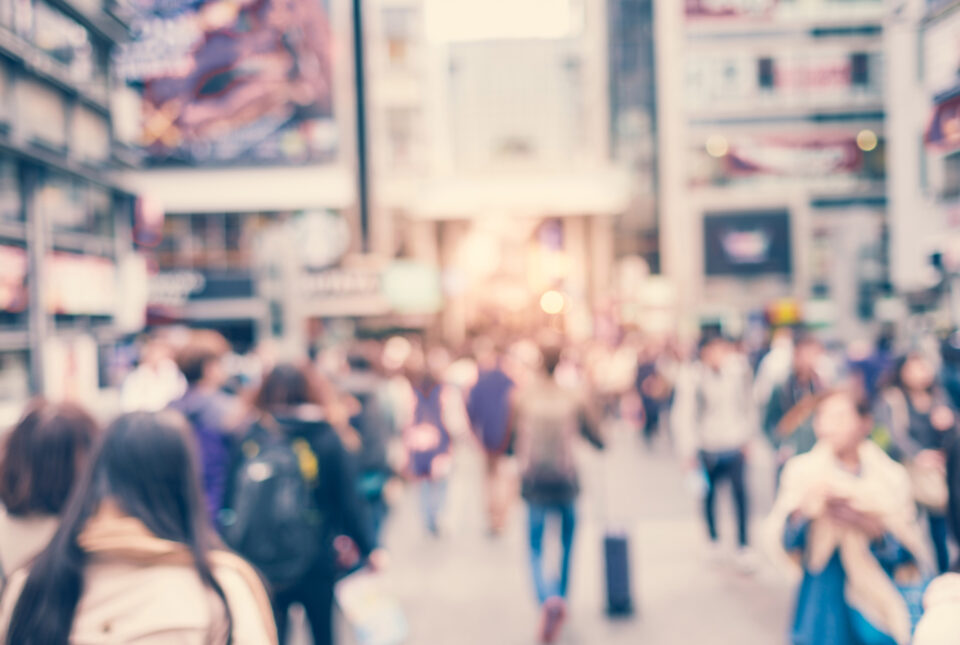 Blurry image of a busy city