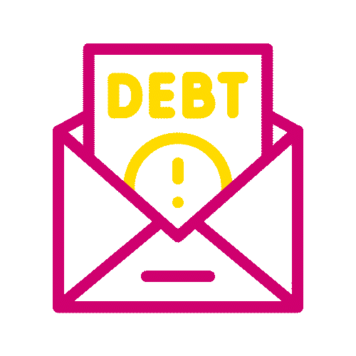 Animated icon of a debt letter