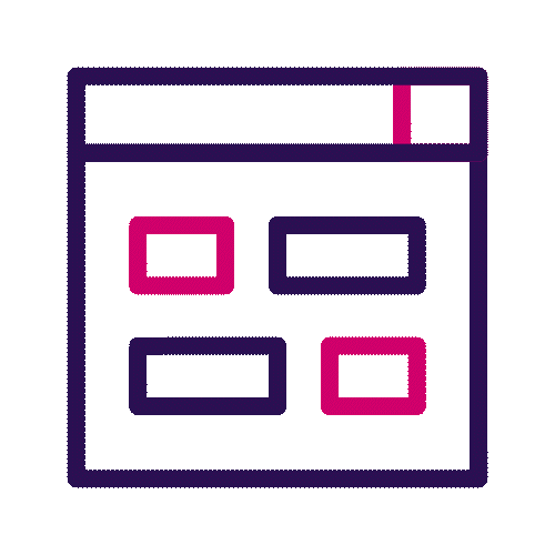 Animated icon of blocks moving on a page